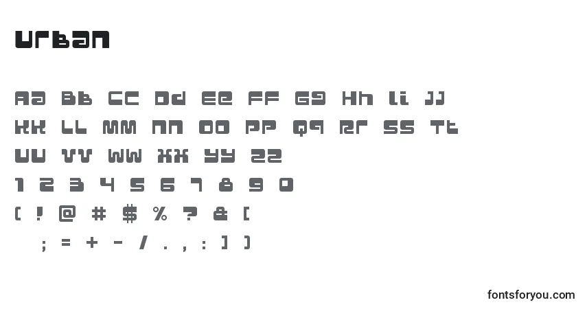 Шрифт Urban – алфавит, цифры, специальные символы