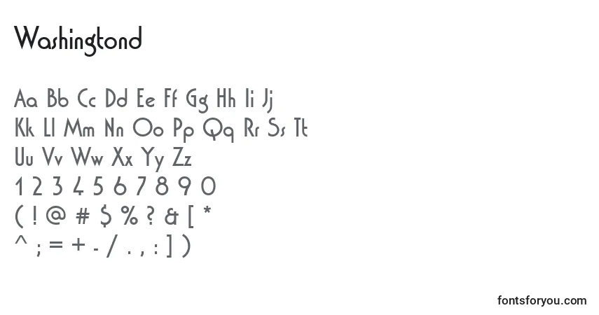 Шрифт Washingtond – алфавит, цифры, специальные символы