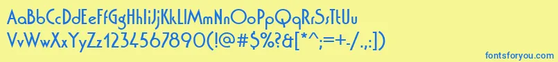 フォントWashingtond – 青い文字が黄色の背景にあります。