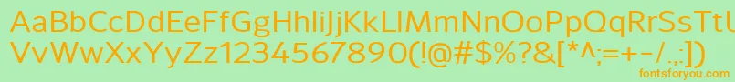 SavileMedium-Schriftart – Orangefarbene Schriften auf grünem Hintergrund