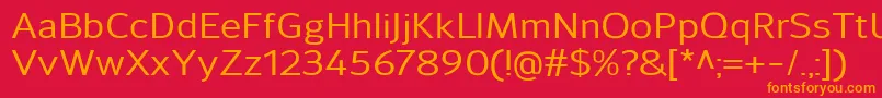 SavileMedium-Schriftart – Orangefarbene Schriften auf rotem Hintergrund