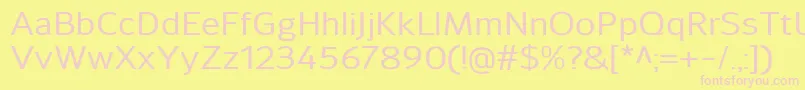SavileMedium-fontti – vaaleanpunaiset fontit keltaisella taustalla