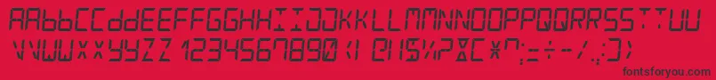 Czcionka DigitalCounter7Italic – czarne czcionki na czerwonym tle