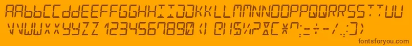 Czcionka DigitalCounter7Italic – brązowe czcionki na pomarańczowym tle