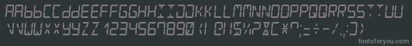 Fonte DigitalCounter7Italic – fontes cinzas em um fundo preto