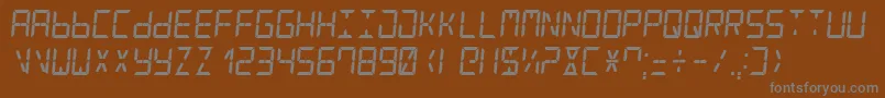 DigitalCounter7Italic-fontti – harmaat kirjasimet ruskealla taustalla