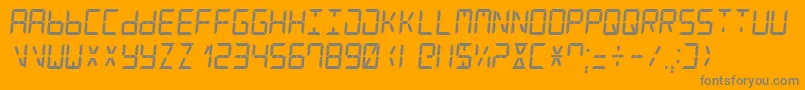 フォントDigitalCounter7Italic – オレンジの背景に灰色の文字