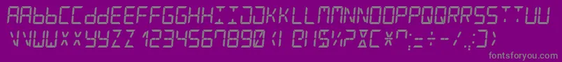DigitalCounter7Italic-Schriftart – Graue Schriften auf violettem Hintergrund