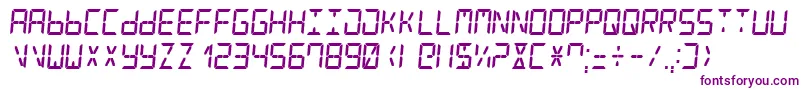 Czcionka DigitalCounter7Italic – fioletowe czcionki