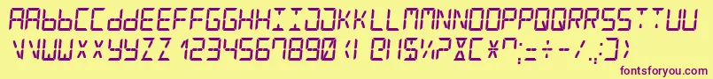 DigitalCounter7Italic Font – Purple Fonts on Yellow Background