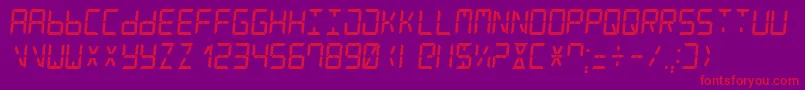 Fonte DigitalCounter7Italic – fontes vermelhas em um fundo violeta