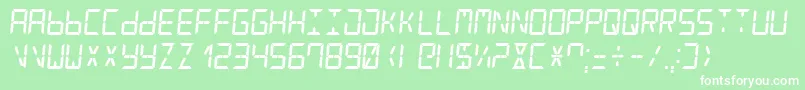 フォントDigitalCounter7Italic – 緑の背景に白い文字