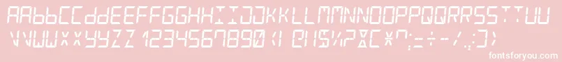 Czcionka DigitalCounter7Italic – białe czcionki na różowym tle