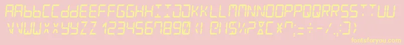 DigitalCounter7Italic Font – Yellow Fonts on Pink Background