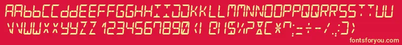 DigitalCounter7Italic Font – Yellow Fonts on Red Background