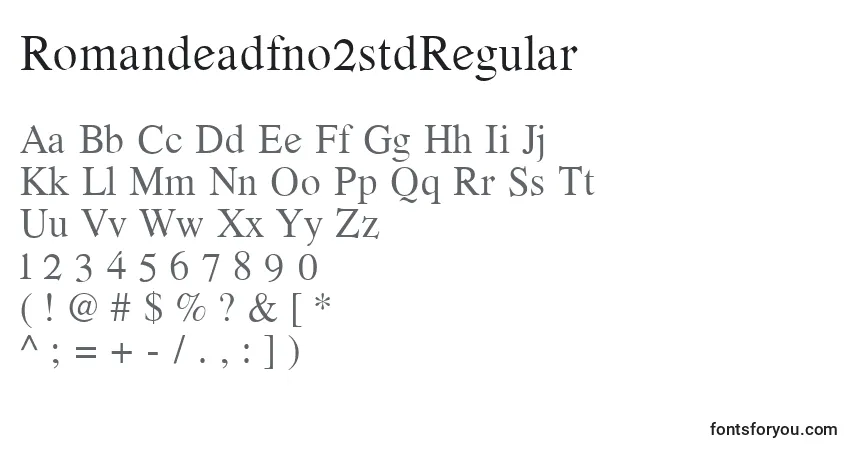 Schriftart Romandeadfno2stdRegular (96590) – Alphabet, Zahlen, spezielle Symbole