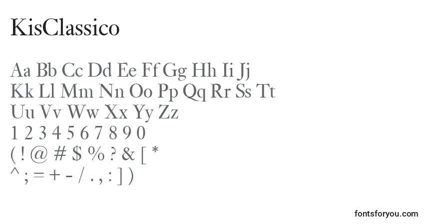 Czcionka KisClassico – alfabet, cyfry, specjalne znaki