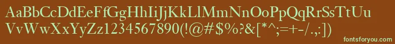 KisClassico-fontti – vihreät fontit ruskealla taustalla