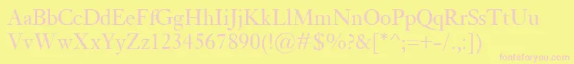 KisClassico-fontti – vaaleanpunaiset fontit keltaisella taustalla