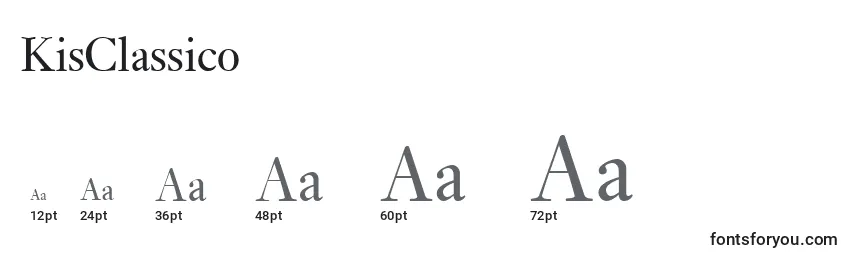 Размеры шрифта KisClassico