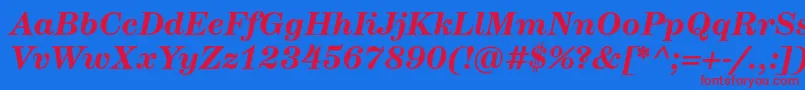 HerculestextBolditalic Font – Red Fonts on Blue Background