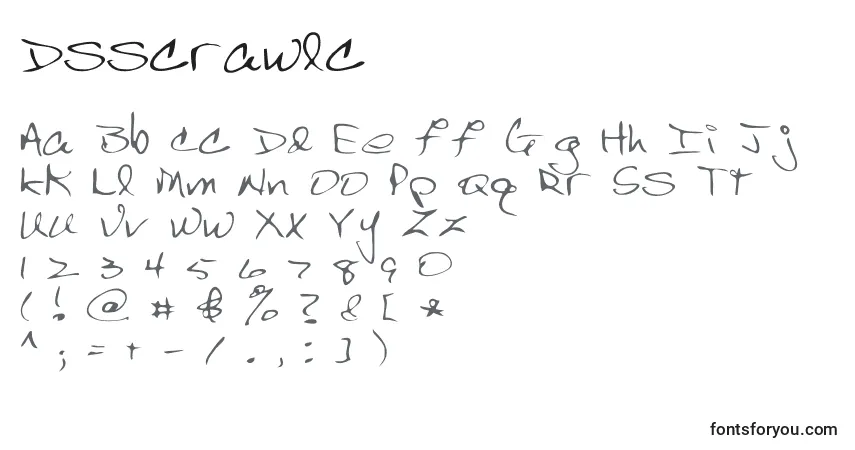 Schriftart Dsscrawlc – Alphabet, Zahlen, spezielle Symbole