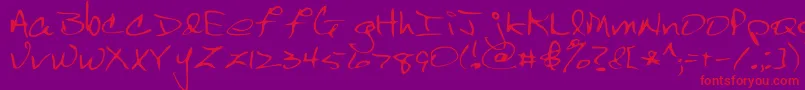 Dsscrawlc-Schriftart – Rote Schriften auf violettem Hintergrund