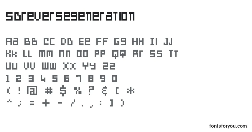 Schriftart Sdreversegeneration – Alphabet, Zahlen, spezielle Symbole