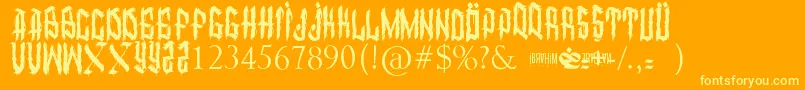 DirtyCalligraphy Font – Yellow Fonts on Orange Background