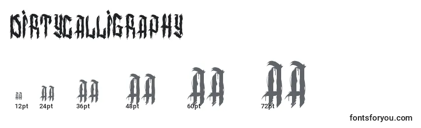 DirtyCalligraphy Font Sizes