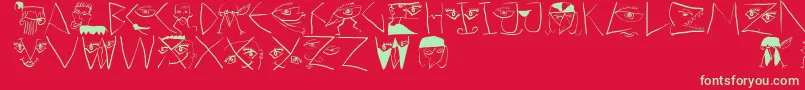 Scribbledichfrei-fontti – vihreät fontit punaisella taustalla