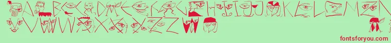 Scribbledichfrei-Schriftart – Rote Schriften auf grünem Hintergrund