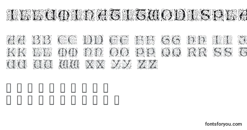 Schriftart Illuminatitwodisplaycapsssk – Alphabet, Zahlen, spezielle Symbole