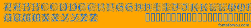 Illuminatitwodisplaycapsssk Font – Blue Fonts on Orange Background