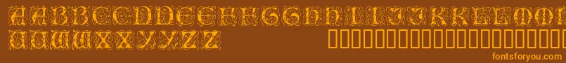 Illuminatitwodisplaycapsssk Font – Orange Fonts on Brown Background