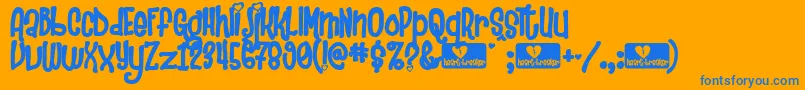 Heartbre Font – Blue Fonts on Orange Background