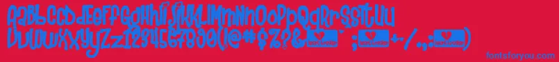 Heartbre Font – Blue Fonts on Red Background