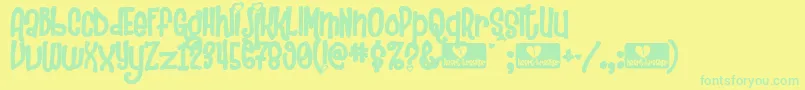 Heartbre Font – Green Fonts on Yellow Background