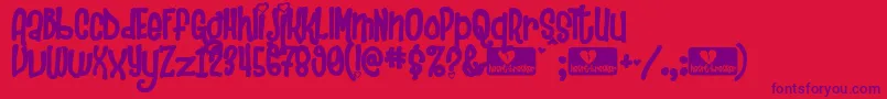 Heartbre Font – Purple Fonts on Red Background