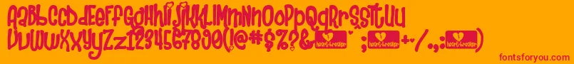 Heartbre-Schriftart – Rote Schriften auf orangefarbenem Hintergrund