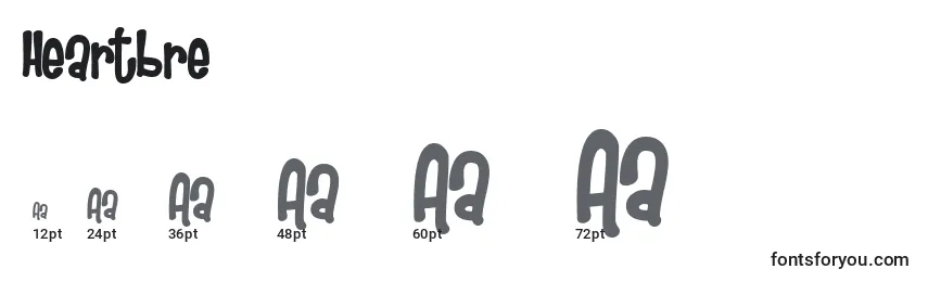 Heartbre font sizes