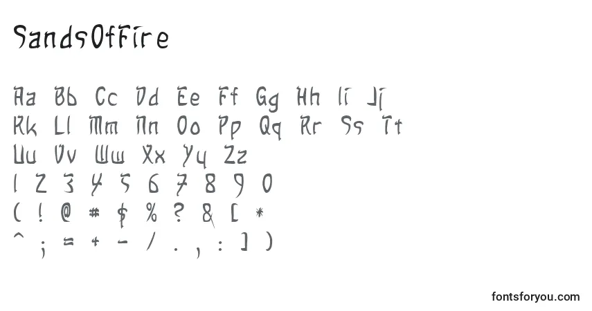 characters of sandsoffire font, letter of sandsoffire font, alphabet of  sandsoffire font