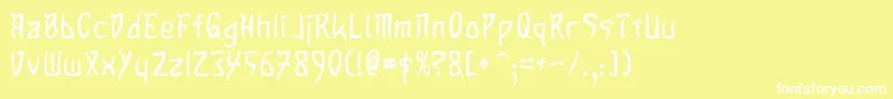 SandsOfFire-fontti – valkoiset fontit keltaisella taustalla