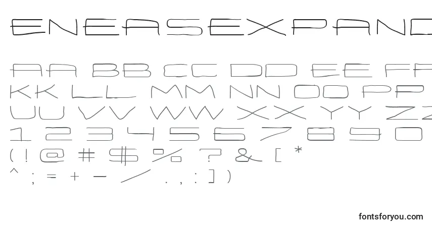 Schriftart EneasexpandedRegular (96600) – Alphabet, Zahlen, spezielle Symbole
