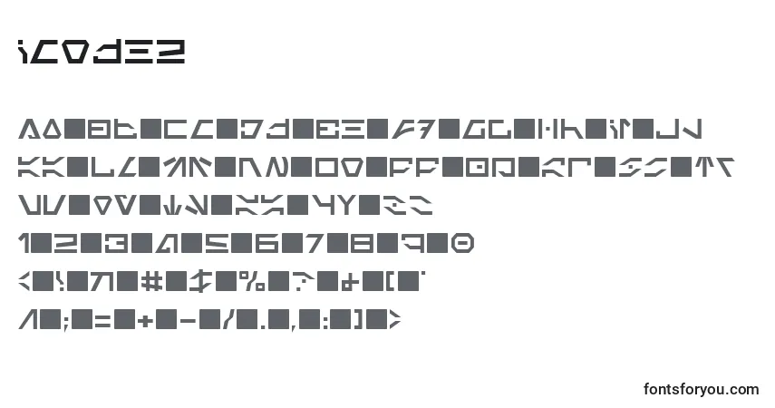 A fonte Icode2 – alfabeto, números, caracteres especiais