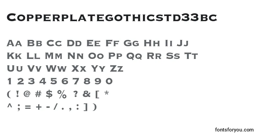A fonte Copperplategothicstd33bc – alfabeto, números, caracteres especiais