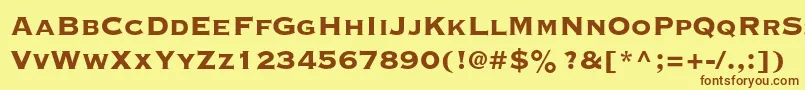 フォントCopperplategothicstd33bc – 茶色の文字が黄色の背景にあります。