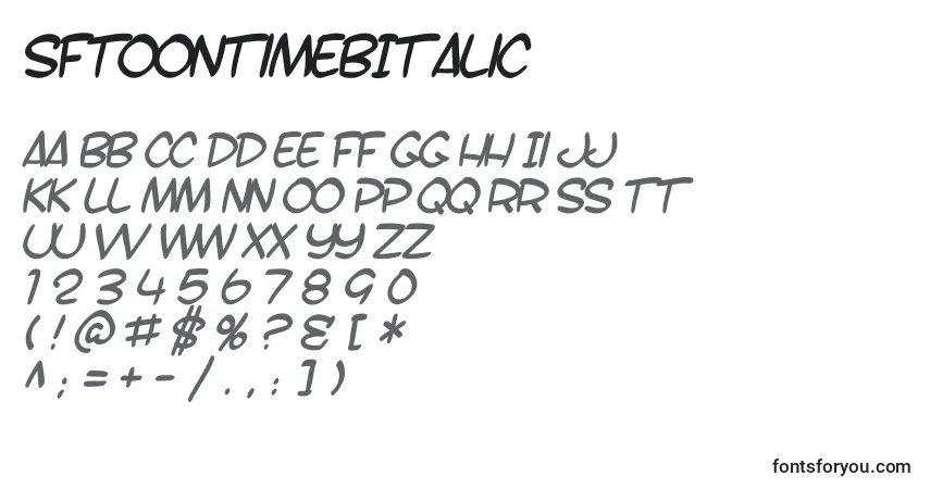 Шрифт SfToontimeBItalic – алфавит, цифры, специальные символы
