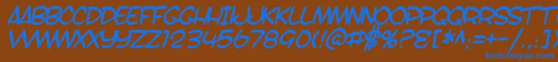 SfToontimeBItalic Font – Blue Fonts on Brown Background