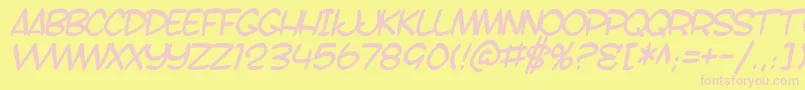 SfToontimeBItalic-fontti – vaaleanpunaiset fontit keltaisella taustalla